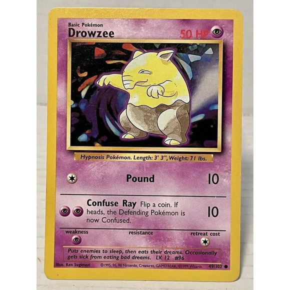 1999 Pokemon TCG Base Set #49/102 Drowzee‎ Unlimited Non-Holo - Picture 1 of 12
